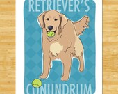 Golden Retriever Print 8x10 Modern Dog Art - Retrievers Conundrum