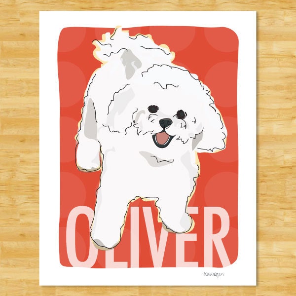 Personalized Bichon Frise Print 8x10 Modern Dog Art Gift