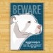 Pit Bull Dog Magnet - Beware Aggressive Snuggler - White Pit Bull