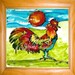 Polish Rooster - 5,5 x 5,5 original painting on Glass