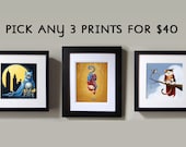 Three GeekyPet art prints for only 40 dollars
