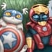 Cat Avengers - 10x8 art print - cats dressed up like Thor, Captain America, Iron Man and the Hulk. Superhero kitty