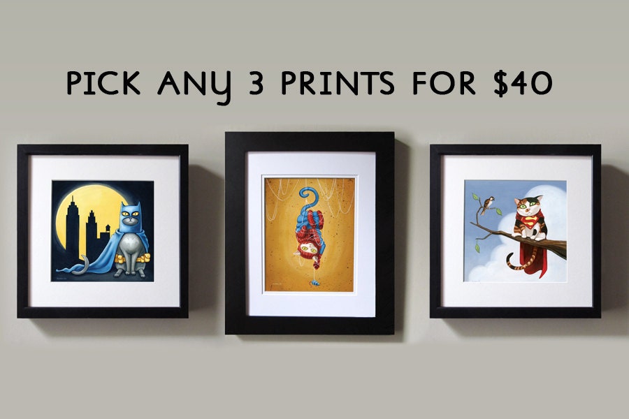 Three GeekyPet art prints for only 40 dollars