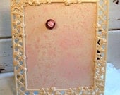 Magnetic Framed Board, french memo board for Wedding display or Nursery in a pale Pink metal rose frame