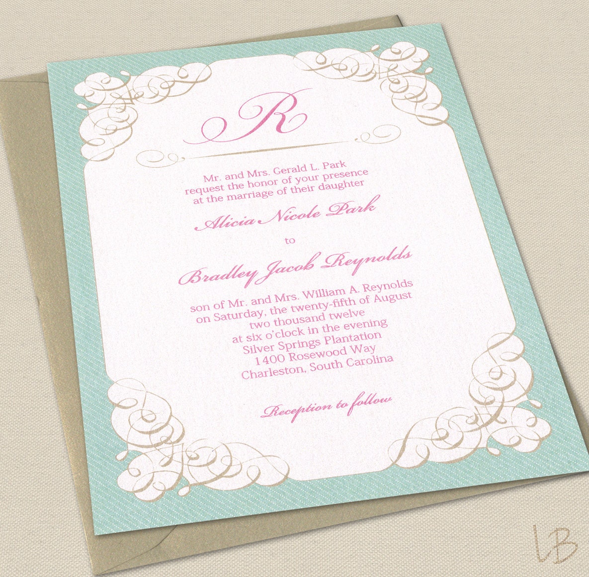 Victorian Wedding Invitation Sample Set by LBcreativepaper