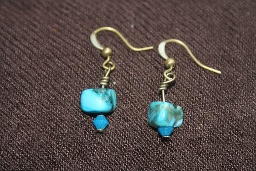 Turquoise and Blue Swarovski Earring, Necklace, and Bracelet set (Bridesmaids or Prom Set)