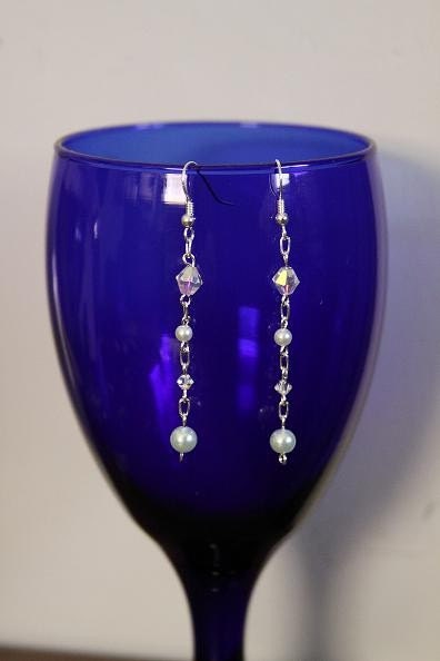 Black Friday and Cyber Monday Sales Dangling Pearl and Swarovski Crystal Earrings