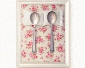 Romantic Whimsical Kitsch Gift Spooning No2 Fine Art Photo 8x10 Bedroom Wall Weddings Shabby Cottage Chic pink rose floral