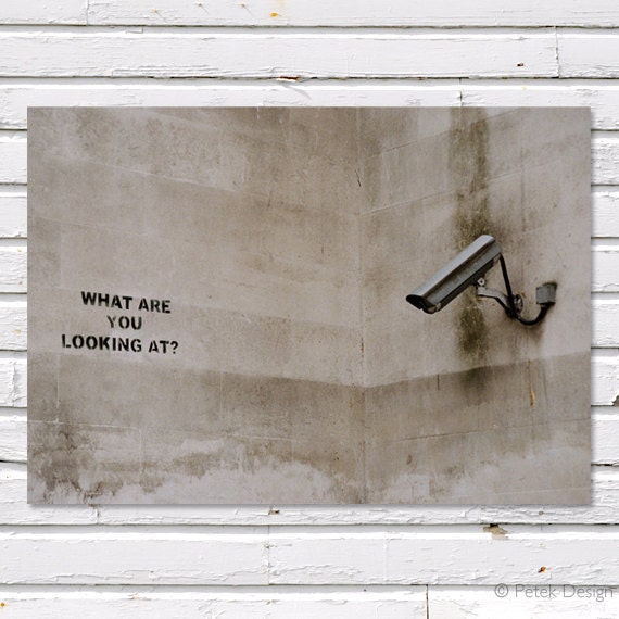 On SALE: Men's Gift, What Are You Looking At, Banksy Graffiti, London. 8x10'' (20x25cm) Film Fine Art Photograph
