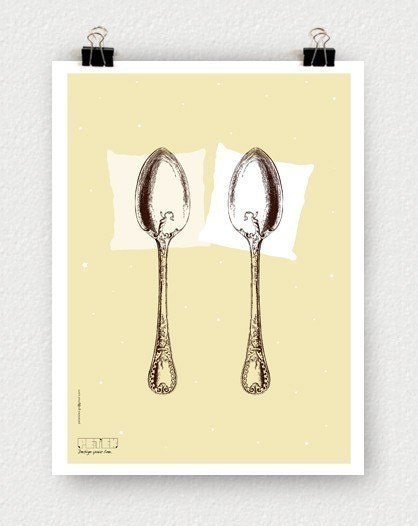 Spooning Poster 30.4x42cm LIGHT BLUE AQUA