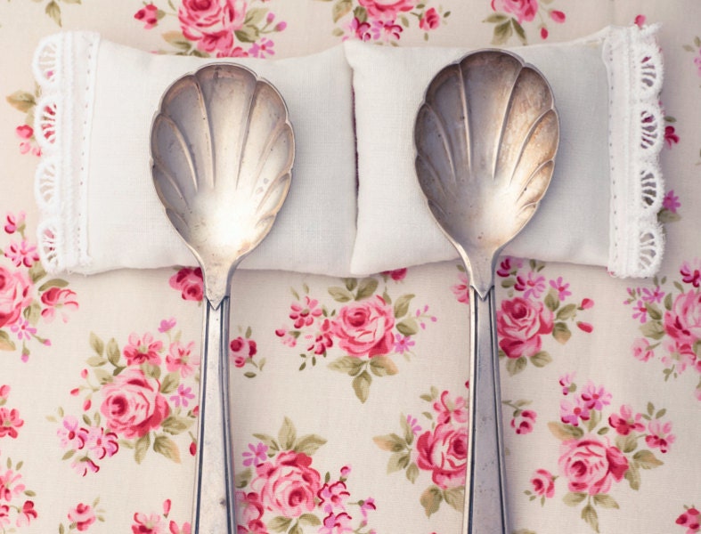 Romantic Whimsical Kitsch Gift Spooning No2 Fine Art Photo 8x10 Bedroom Wall Weddings Shabby Cottage Chic pink rose floral