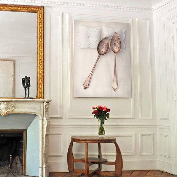 Spooning No4 Gallery Wrap Canvas Print Fine Art Photo Bedroom wall, NewlyWed Shabby Romantic gift. Ready to Ship, White