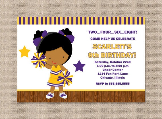 Cheerleader Birthday Party Invitations