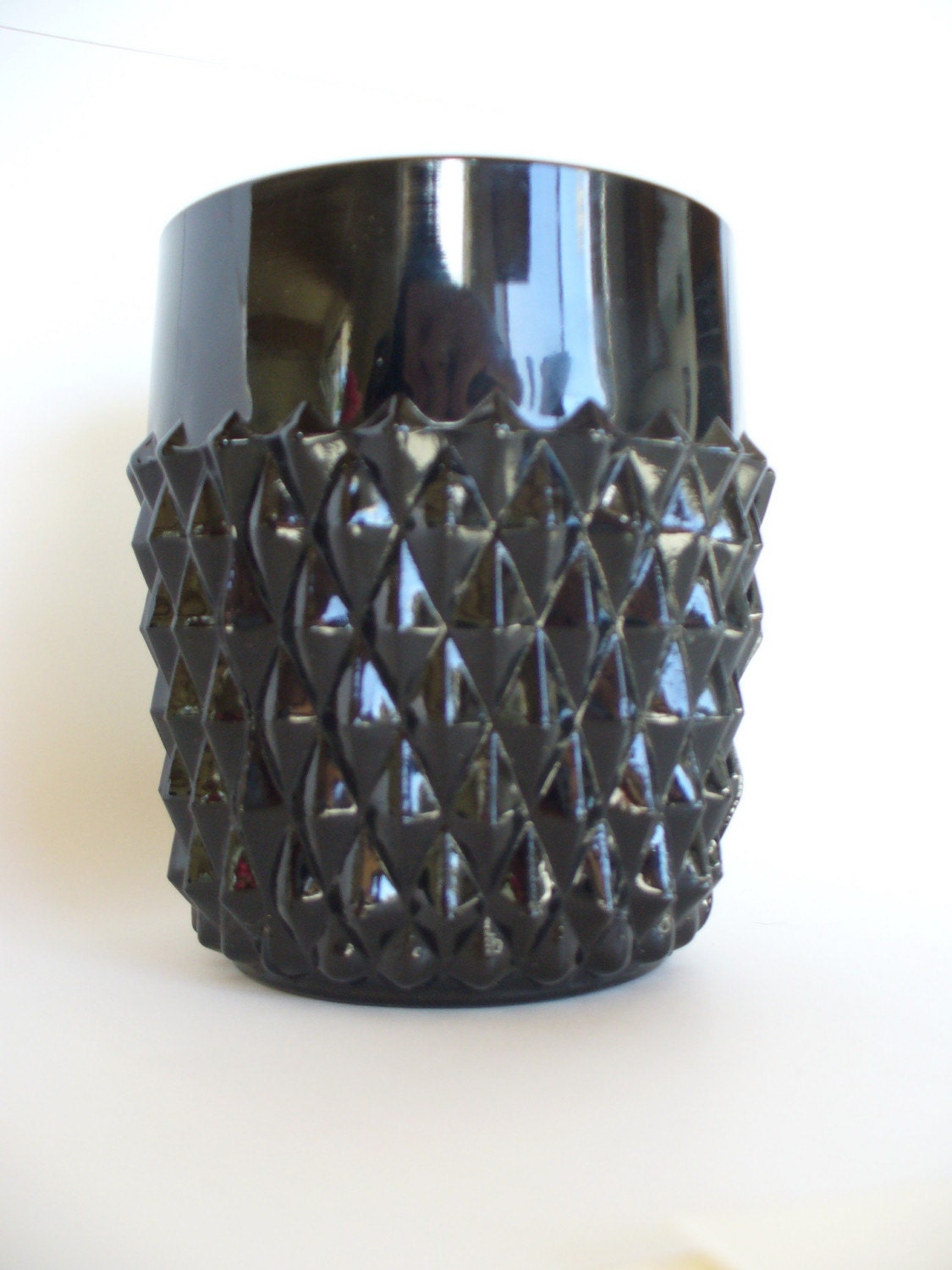 Vintage Mid Century Black Glass Vase