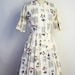 Vintage 50s Novelty Dress - Botanical Illustration Plant Print Full Dress
