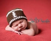 PDF CROCHET PATTERN 017 - Football beanie - Multiple sizes from newborn through age 4