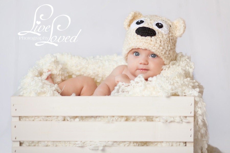 PDF CROCHET PATTERN 006 - Teddy-bear hat - Multiple sizes from newborn through age 4