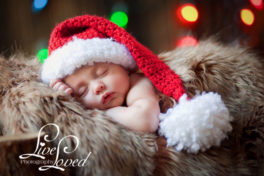 PDF CROCHET PATTERN - Little Santa hat, diaper cover and mini-blanket