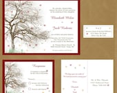 Fall Tree Themed Wedding Invitation-leaves, red, green, yellow