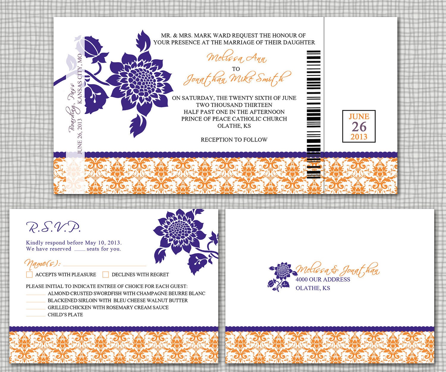 Boarding Pass Wedding Invitations - Destination Wedding