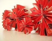Red Scribble Dot Fan Flowers -- Customize Your Order