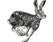 Giclee Print Running Hare 8x11 illustration