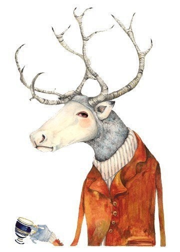 Deer in a jacket 8x11 Print