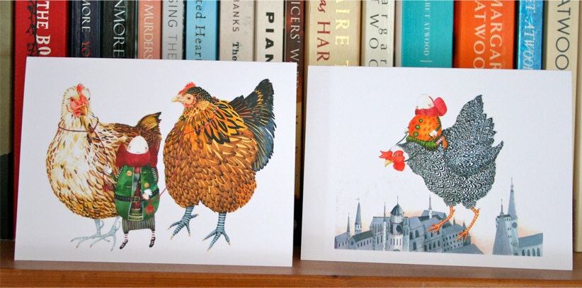 Greeting cards Chicken Card 4x6 and Flying Chicken card 5x5