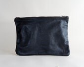 Dark Brown Leather Clutch - Oversized Pouch - Espresso