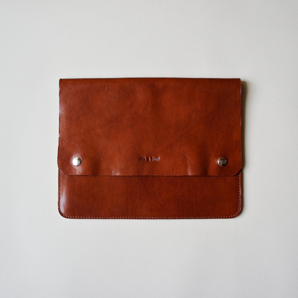 Brown Leather iPad Case - Heirloom Sleeve - Cognac