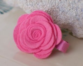 Hot Pink Felt Flower Rosette Clip