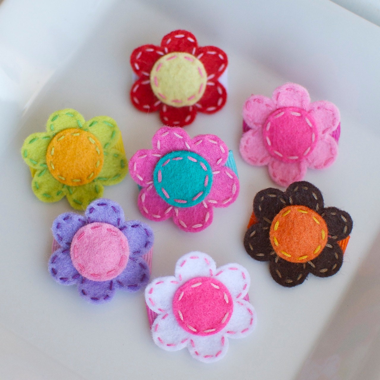 Little Felt Flower Daisy Baby Snap Clip for Fine Hair or Peach Fuzz- Your Choice