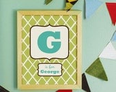 Personalized Nursery Art - Monogram and Name Print 8x10