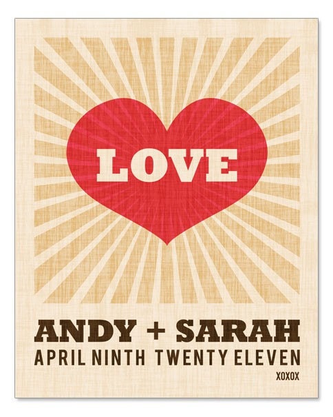 Personalized Wedding Gift - Poster with Wedding Date and Names in 8x10 size