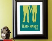 Personalized Wedding Gift - Couples Silhouette - Custom Portrait Choose your text and colors