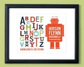 Personalized Robot Alphabet Print 8 x 10 Choose Custom Colors
