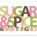Sugar and Spice Personalized Girls Room Wall Art , Pastel and Neon, Pink Turquoise Yellow Green OR Choose your own colors