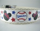 Hemp dog collar - Minnie and Mickey Mouse Disney Baseball