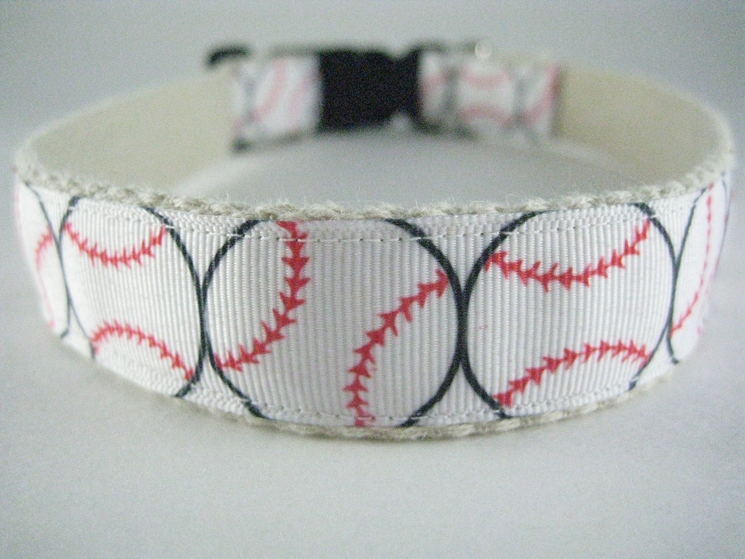 Hemp dog collar - Baseball
