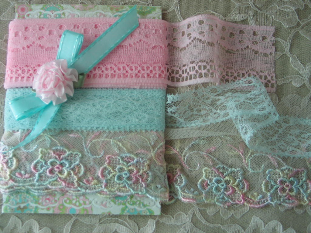 VINTAGE LACE, PINK And Aqua, 8 Yards, Embellishments, Shabby Chic
