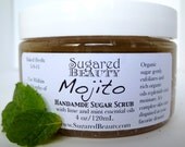 Mojito Sugar Scrub. 4 oz. Organic Ingredients. Gluten Free. Vegan With Lime and Peppermint Essential Oils