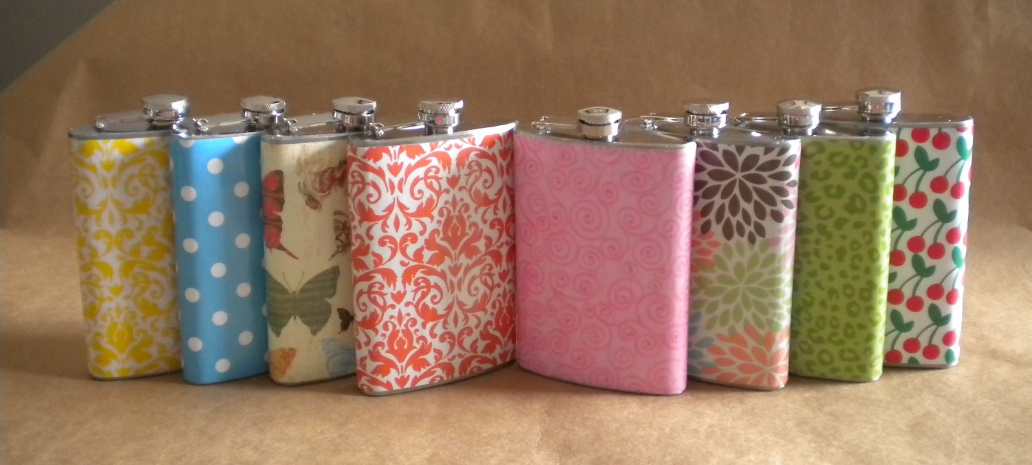 Flasks ANY 8 Print Design 8 ounce Gift Flasks