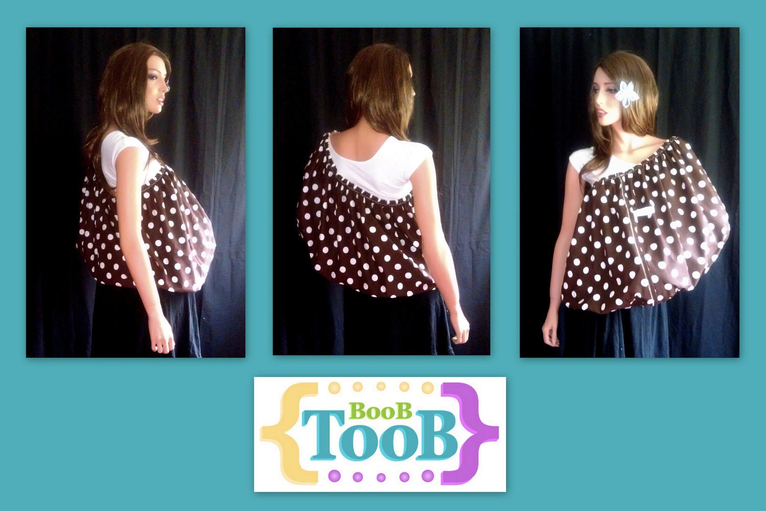 BooB TooB The ONLY Nursing Cover That's Got Your Back (Chocolate Brown with BIG white polka dots)
