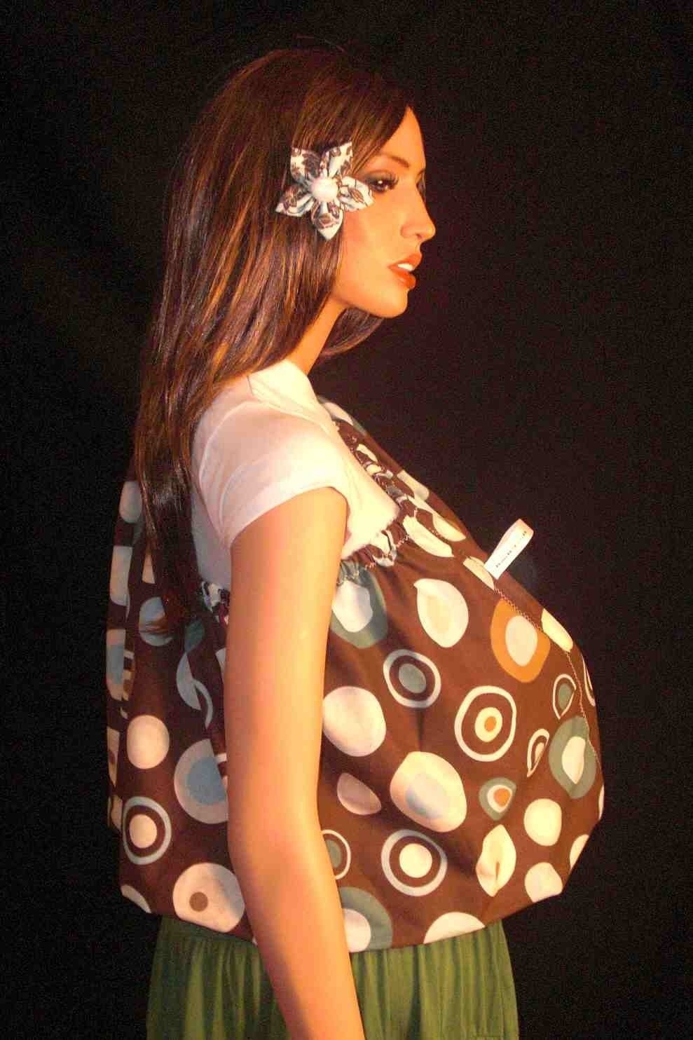 BooBTooB The ONLY Nursing Cover That's Got Your Back (Brown with BIG Blue and White Dots)