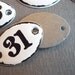 Black & White Retro Shabby Numbered Pendant Charm Connector Oval ID Tag in Silver Metal Qty 2