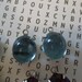 Pair of Aquamarine Blue 12 X 10mm Transparent Glass & Oxidized Sterling Silver Plated Brass Jewel Drop Charms with 1 Loop