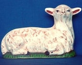 Papier Mache Reclining Lamb from antique Sheep MOLD Susan Brack Folk Art