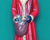 French Red Father Christmas Figure Santa Pere Noel Papier Mache Paper Mache Susan Brack