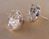 Raw Herkimer Diamond Crystal Studs Silver
