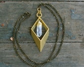 Quartz Point and Brass Diamond Necklace